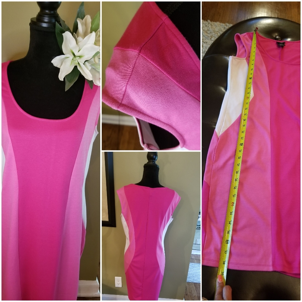 Massimo Figure Flattering Pink Color-Block Dress